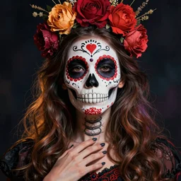 illustration of a sugar skull day of the dead girl, art by gediminas pranckevicius
