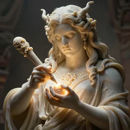 A primordial god sculpting humans in their hands, digital art