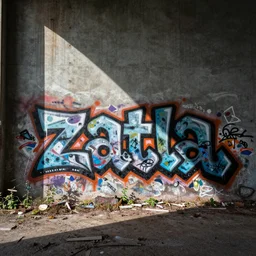 ignorant, brutalist style graffiti that reads zatla