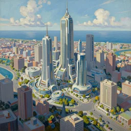 a beautiful painting of an urban futuristic megalopolis on the sea by craig mullins and greg rutkowski and augustus edwin mulready, trending on artstation