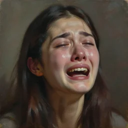 hyperrealism oil painting of a person crying