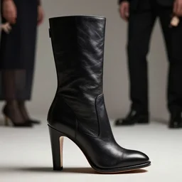 a leather boot with high heels, made by alexander mcqueen, cinematic lighting by gaston bussiere, j. c. leyendecker, craig mullins