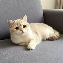 cute cat lying on sofa realistic