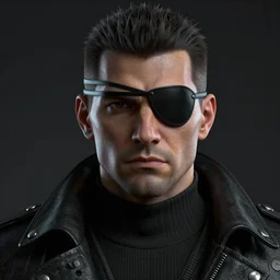 highly detailed character art of Solid Snake from Metal Gear Solid wearing an eyepatch, portrait, highly detailed, photo realistic, dark atmosphere, 8K, octane render, unreal engine