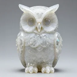 symmetrical detailed sculpture of an owl, made of Opalescent Crystal