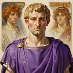 gaius julius caesar wearing a tyrian purple roman toga, art by artgerm and greg rutkowski and alphonse mucha, portrait, headshot, highly detailed, digital painting, sharp focus, illustration