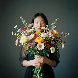 slitscan portrait image of flower bouquet twisting round, slit - scan, strip photography, slitscan, trending on fine art america, surreal