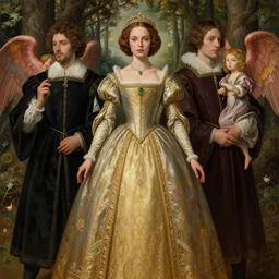 symmetry portrait of welsh brunette fully clothed princess in young man's clothes, short hair, renaissance, forest background, intricate, elegant, highly detailed, digital painting, artstation, concept art, smooth, sharp focus, illustration, art by artgerm and greg rutkowski and fra angelico and alphons mucha