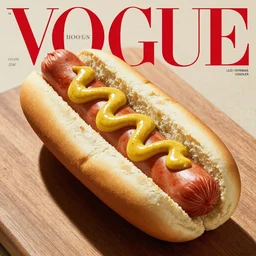 Hot-dog with mustard on the cover of Vogue