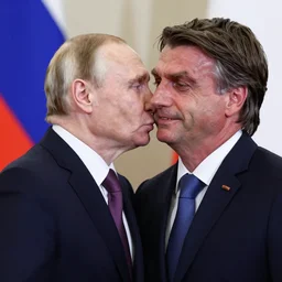 vladimir putin kissing jair bolsonaro, very detailed