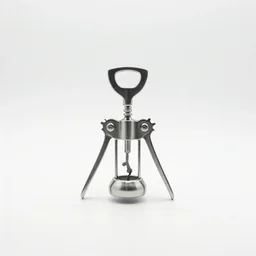 minimalist corkscrew, 8k product photo, isolated on a pure white background, centered, entire object in frame, sharp focus, soft studio lighting