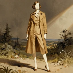 a detailed high fashion illustration of a mid century outfit