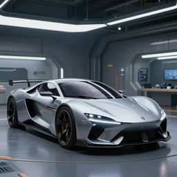 a photorealistic kama - 1 concept car, inside futuristic hangar, sharp focus, ultra realistic, ultra high pixel detail, cinematic, intricate, cinematic light, concept art, illustration, art station, unreal engine 8 k