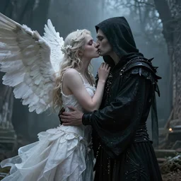 necromancer kissing an angel