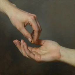 A hand eating a hand, surrealism, detailed oil painting