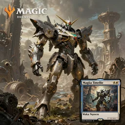 magic the gathering art, ver.ka mecha machinarium, complex elaborate wasteland cityscape by Dan Mumford and by Dan Witz