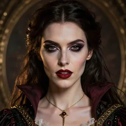 beautiful very extreme closeup portrait, one vampire girl, medieval dress. witch, makeup. unreal engine, greg rutkowski, loish, rhads, beeple, tom bagshaw, alphonse mucha, global illumination, detailed and intricate environment