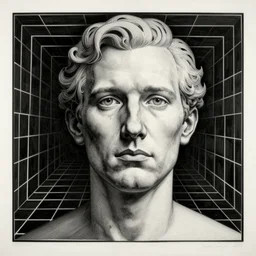 grain effect conceptual figurative post - morden monumental portrait made by escher and giger, highly conceptual figurative art, intricate detailed illustration, illustration sharp geometrical detail, vector sharp graphic, controversial poster art, polish poster art