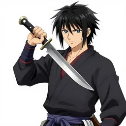samurai jack holding a butterfly knife