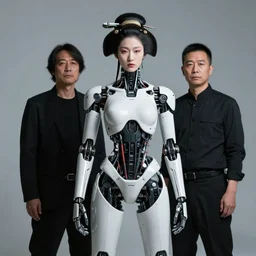 fine art portrait mid shot minimal cyborg mech fembot by ilm, bill sienkiewicz, emmanuel shiu, zaha hadid, mgxs, neo - futuristic tactical geisha, studio, mamiya 6 5 mm, iso 4 0 0, f / 5. 6, hyperrealism, studio lighting, studio, high detail, sharp focus, trending on artstation, cgsociety