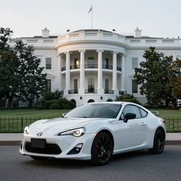 toyota 8 6 parked in front of the white house cyber punk