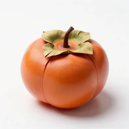 origami-style persimmon, studio product photography, isolated on a pure white background, centered, entire object in frame, sharp focus, soft studio lighting