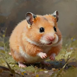 hamster going super saiyan, oil painting