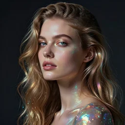 a woman in ferrofluid oil slick iridiscent