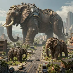 an intricate concept illustration, post - apocalyptic, street megafauna, large biomes, ultra photorealistic, ultra sharp, artstation, cgsociety, masterpiece, octane render, by wylop, 8 k