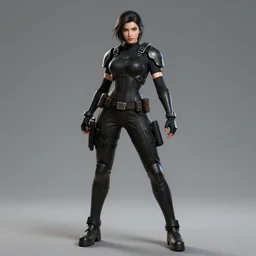 A pretty female league of legends character, fullbody art, wearing fully-spec'd black SWAT armor, character concept, dynamic posing, 8k, trending on artstation