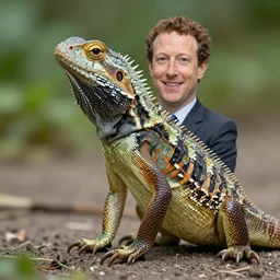 a lizard as mark zuckerberg, photorealistic
