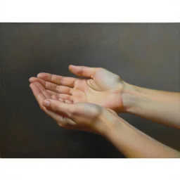 a beautiful painting of feminine hands doing reiki healing, matte painting, by christophe vacher