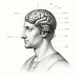 a full page cad drawing by leonardo da vinci of a man with a steampuk brain, cosmic energy wires, surreal, deconstructed, flat, impossible geometry, ink on paper, scientific, very detailed labeling, measurements, contours, super smooth lines, clean edges, smooth details, 8 k uhd, peter mohrbacher, moebius h 7 6 8