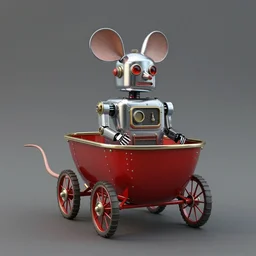 adventurer ( ( ( ( ( 1 9 5 0 s retro future robot android mouse wagon. muted colors. ) ) ) ) ) by jean baptiste monge!!!!!!!!!!!!!!!!!!!!!!!!! chrome red