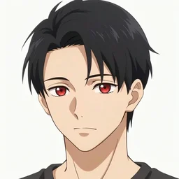 anime portrait of a slick black hair guy with red eyes by stanley artgerm lau, wlop, rossdraws, james jean, andrei riabovitchev, marc simonetti, and sakimichan, trending on artstation
