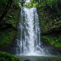 beautiful lush jungle waterfall cascade by les edwards