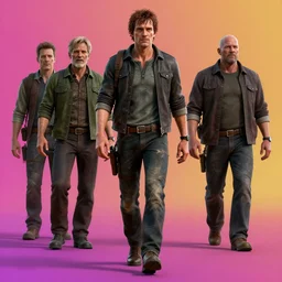 lee everett walking dead, colorful, matte background : 0. 9 | by jim henson : 0. 7 | dave melvin : 0. 4 | unreal engine, deviantart, artstation, octane, finalrender, concept art, hd, 8 k resolution : 0. 8