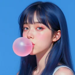 Bella ragazza, bubblegum, visualartzi, korean, and blue image, digital painting by Mario Testino, Stanley Artgerm Lau, WLOP, Andrei Riabovitchev, photorealism style, masterpiece, trending on artstation, cgstudio