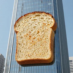 A close up of a skyscraper made of bread, HD, realistic, High Resolution, sharp focus.