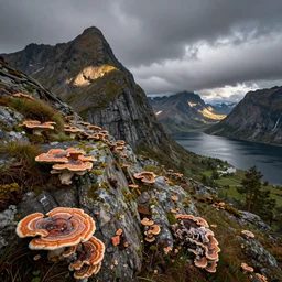 mountainside covered with fungus, by hans gude, by adolph tidemand, norwegian romantic nationalism