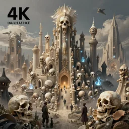 A beautiful ultradetailed matte painting landscape of a magical city of death covered in Seashell energy, by Quentin Mabille and Albert Bierdstat and Andreas Rocha and Raphael Lacoste and Dave Noton, concept art wallpaper 4k, trending on behance, unreal engine