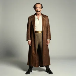 the full body shot of arrogant salvador dali in the role of emperor | still frame from the prometheus movie by ridley scott with cinematogrophy of christopher doyle, anamorphic bokeh and lens flares, 8 k, higly detailed masterpiece