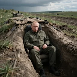 Putin is sitting in a trench somewhere in Ukraine.