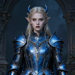 Gothic elf princess in blue dragon armor by karol bak