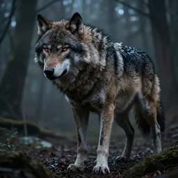 an epic action concept masterpiece of the animal wolf - nightmares are made of, inspired by sd ai. horrific digital art, extremely moody lighting