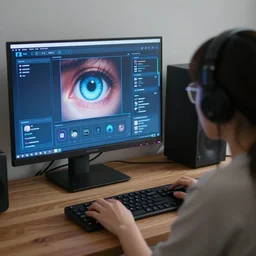 photo of your mom watching you playing discord , with staring eye