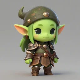 cute tiny goblin girl wearing hunter armor from Bloodborne, geeen skin, trending on ArtStation, d&d, chibi