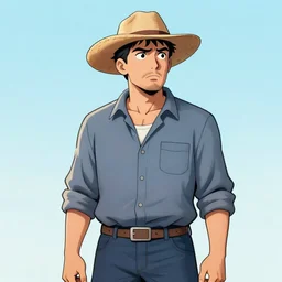 a comic book style picture of a farmer looking concerned standing at a vertical farm by an ocean, by darwyn cooke