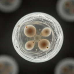 a microscopic photo of an amoeba, depth of field