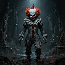 dark fantasy, liminal space, horror, scary clown, h. r. giger style, 4 k
